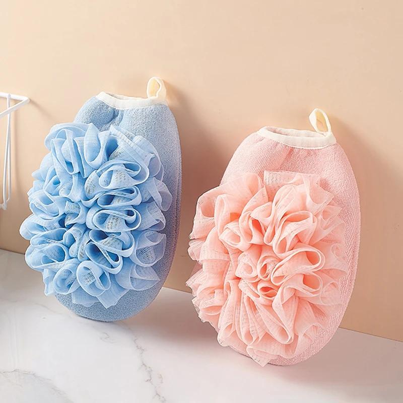 2 In 1 Bathroom Shower Ball Body Scrubber Bath Sponge Towel Bathroom Tool Exfoliating Gloves Body Cleaning Bath Flower