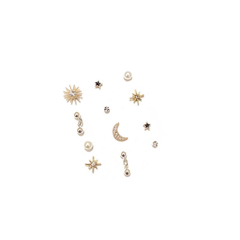 2021 Trendy S925 Silver Moon & Star Earrings Set - Elegant European & American Style for Women