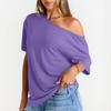 Women's Summer Fashion Strapless T-Shirt Solid Color Short Sleeve Casual Top