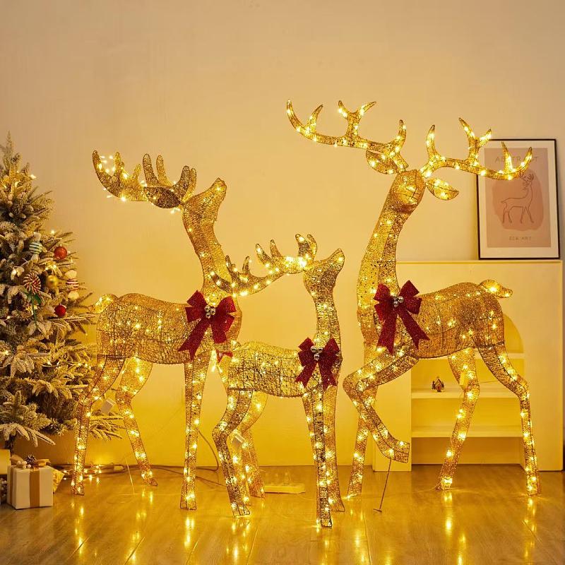 Christmas Luminous Wrought Iron Reindeer Scene Display Ornament