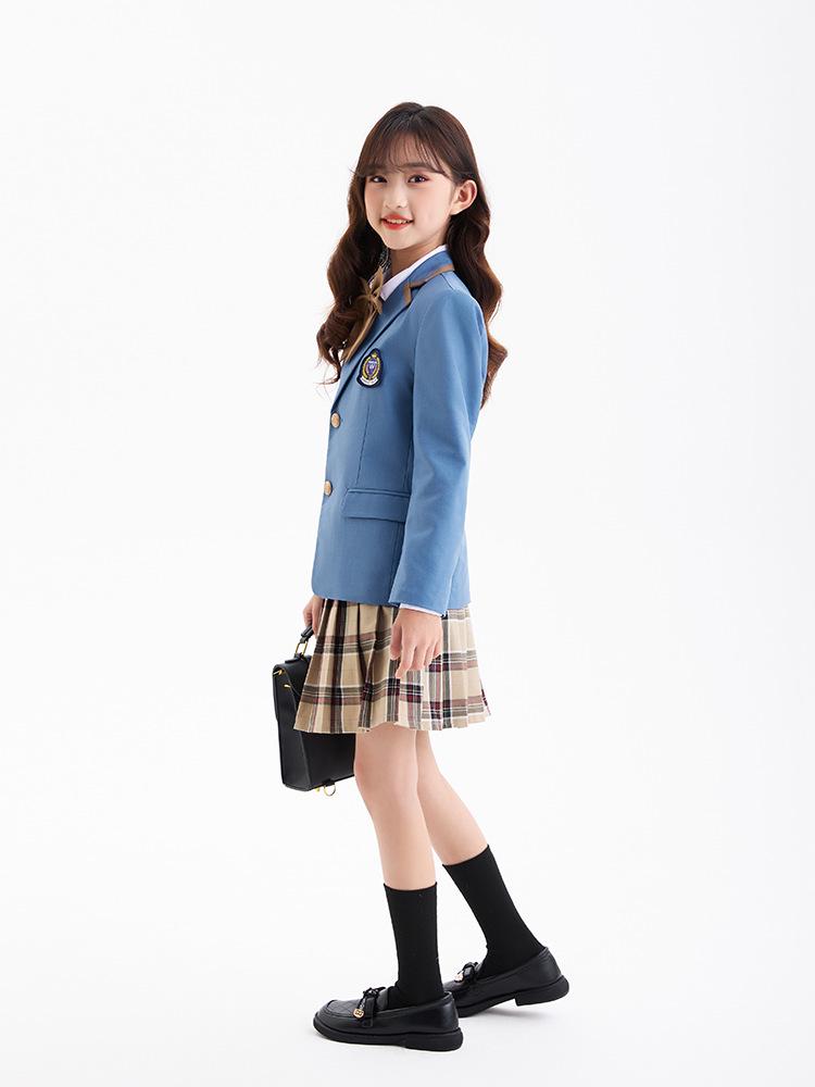 British College Style School Uniform Set – Kindergarten Boys' & Girls' Plaid Suit and Skirt.