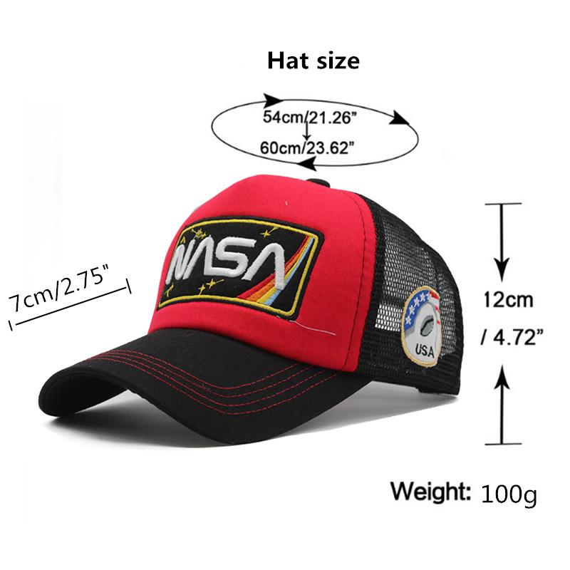 Nasa Embroidery Baseball Cap American Aviation Embroidery Cap Mesh Cap Personalized Embroidery Curved Brim Sun Hat