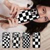 Black And White Chessboard Pattern PC+TPU Phone Case For Iphone 17 Air 16 15 14 13 12 11Pro Max Hard Plastic