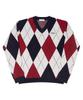 SELITIO Argyle V-Neck Soft Knit Red