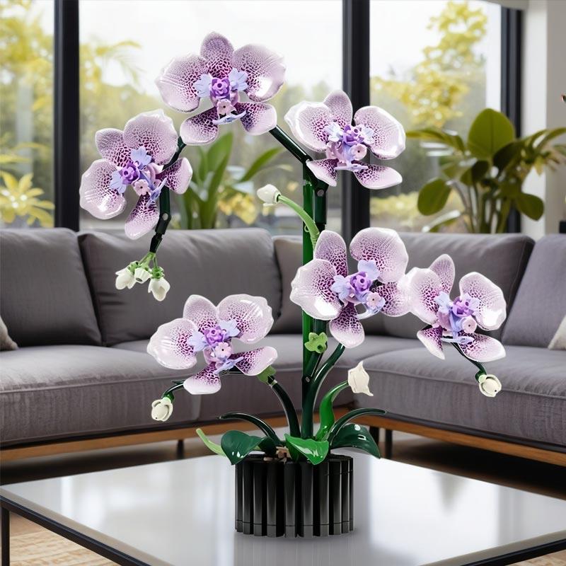 619Pcs Orchid Flower Bouquet Vase Model Bricks Set  New Idea Home Decoration Holiday Gifts Building Blocks Ornament