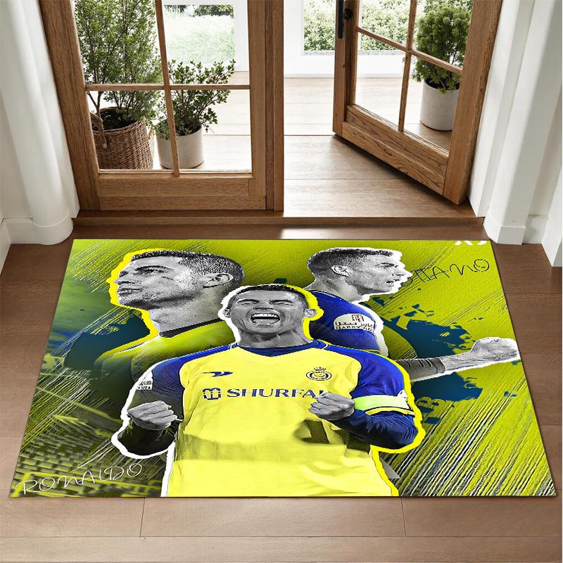 Cristiano Ronaldo Design Crystal Velvet Rug Soft Decorative Mat for Bedroom Entrance