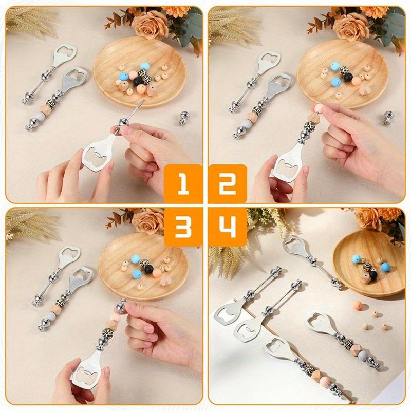 Stainless Steel Bottle Opener Customizable DIY Beaded Beer Opener for Kitchen Wedding Party Bar Home Restaurant Durable