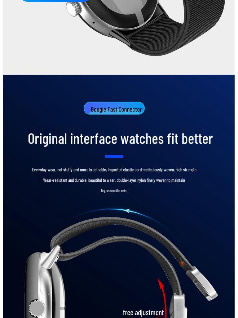 Google Elastic Nylon Buckle Strap for 41MM/45MM Watches