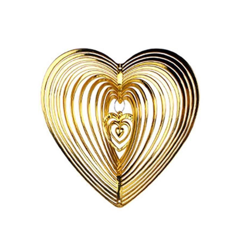 Geometric Art Heart Wind Spinner Yard Art Beating Heart Wind Spinner Balcony Outdoor Garden Decoration Ornament Dream Catcher