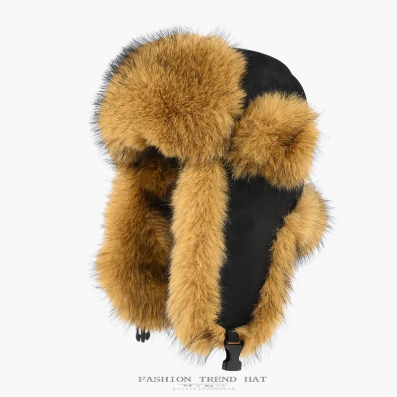 Faux Mink Fleece-lined Winter Beanie Hat Men Women Warm Ear-Protective Outdoor Cap With Long Plush Fur One Size