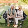 Double Camping Chair 2 Person Camping Chair with Cup Holder and Carry Bag Padded Lawn Chairs Support 600lbs for Adults