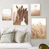 Weizen Kuh Pferd Grünland Landschaft Wand Kunst Poster und Drucke Landschaft Druck Nordic Malerei Dekorative Bild Home Dekoration