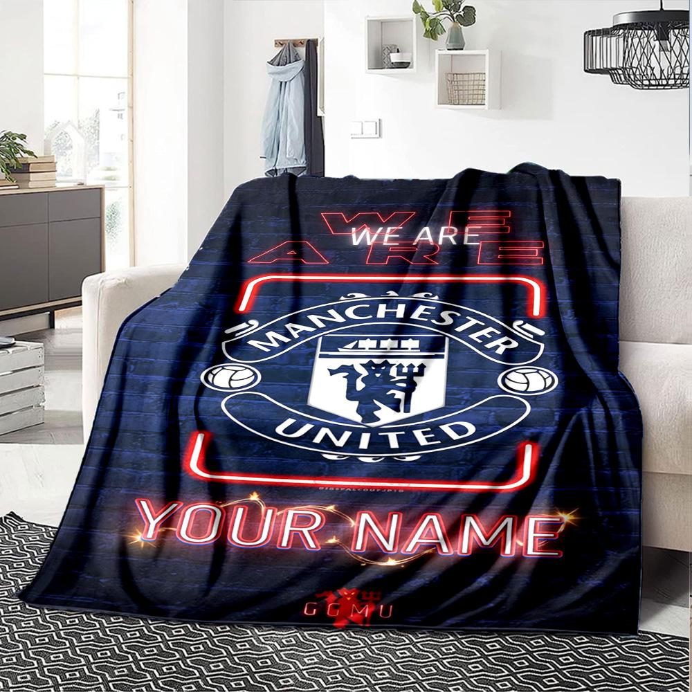 Manchester Customize Your Name Blanket Gift Customizable Blanket Soft Warm Cozy Perfect for Seaside Couch Office Living Room Four Seasons Multipurpose