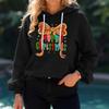 Women's Christmas Print Loose Casual Long Sleeve Hooded Sweatshirt