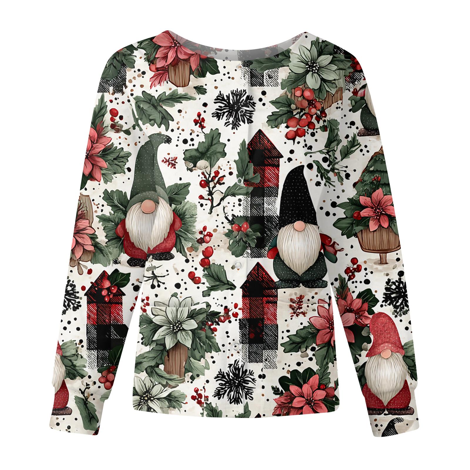 

Женская повседневная модная куртка с длинным рукавом, воротником-стойкой, на одной пуговице, с рождественским принтом, рабочая куртка, топы L красный