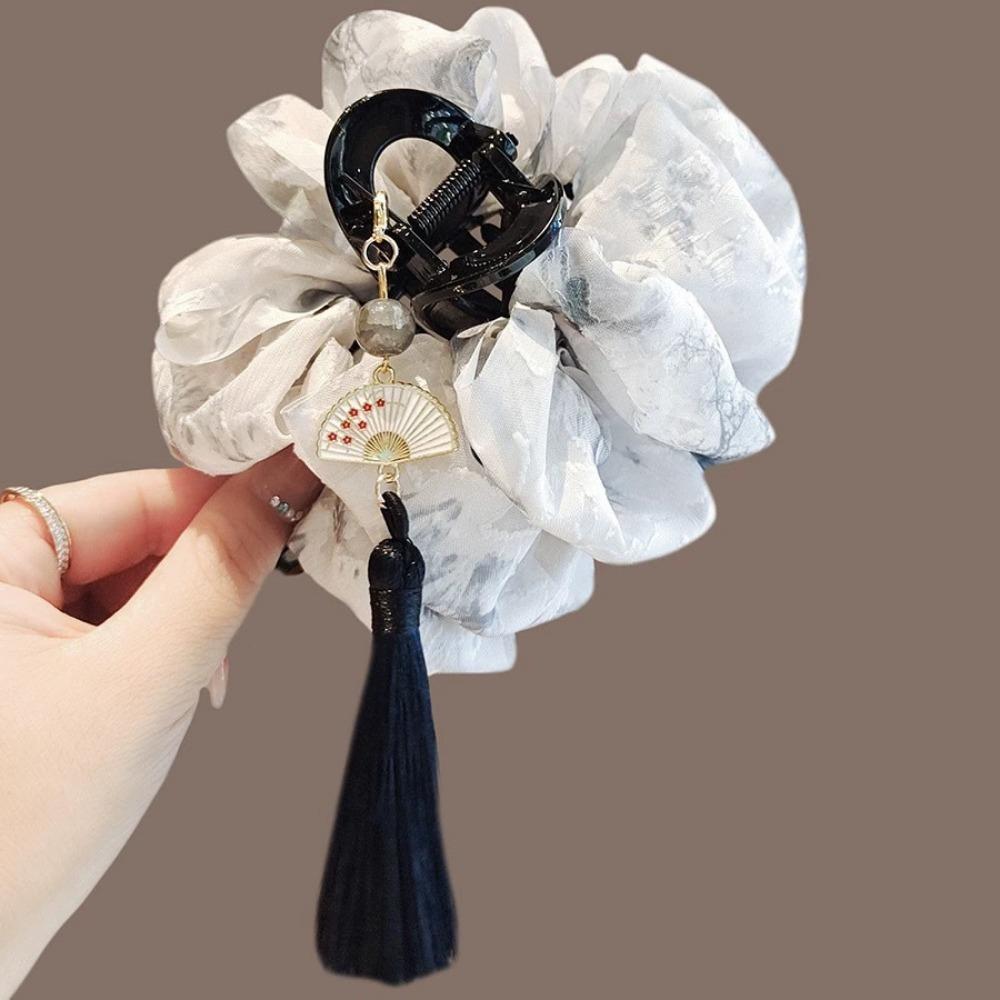 Cloud Tassel Bubble Mesh Hair Claw Chinese Style Back of The Head Clip  Hairpin Accessories