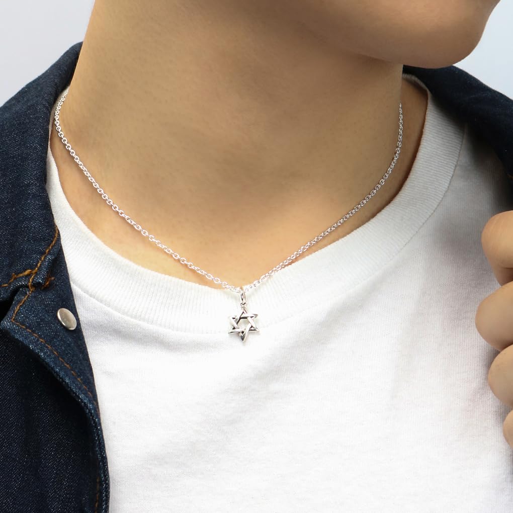[Shinjuku Gin no Kura] Hexagramme Étoile Hexagramme Argent Sterling 925 Pendentif Top, Étoile de David, Style Juif, Simple