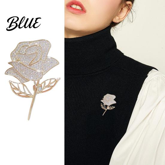 Decorative Bag Pin Women Brooch High-Gloss Rhinestone Inlay Sparkling Rose