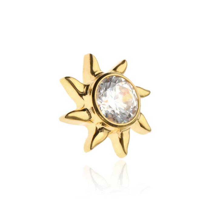 Titanium Sun Cap With White Zircon - Gold - Tna-166 1.2 Mm