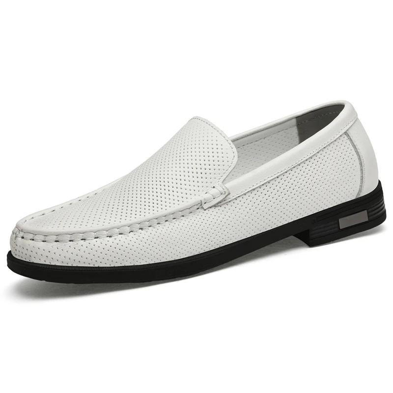 Fashion Genuine Leather Mens Shoes New Design Casual Loafers Slip-on Business Dress Shoes Comfortable Driving Footwear Classic Moccasins