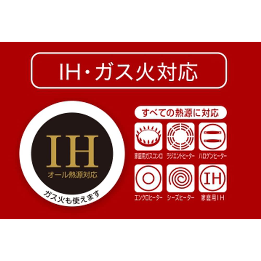 Bestco Multi-Pet, 2.0L, Induction Cooking Compatible, Enamel, with Glass Lid, Red, NQ-0121, Glossy