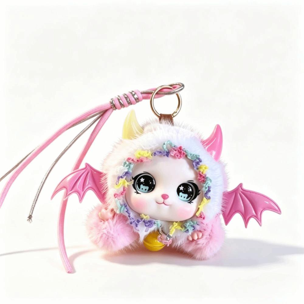 Devil Horns Plush Keychain Plush Plush Doll Keyring Bag Pendant Little Devil Horn Keychain Gift