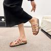 2025 new summer niche cherry print one-pedal muller shoes women wear one-word slippers sandals fashion