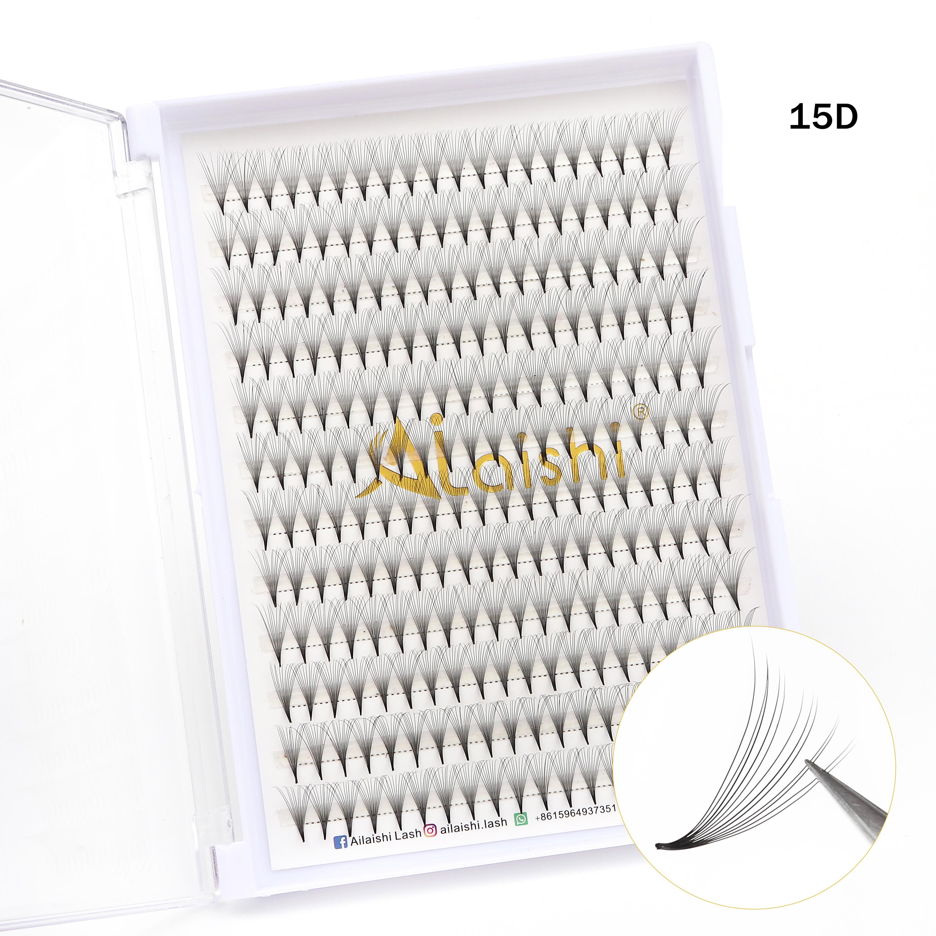 

240 готовых поклонников Наращивание ресниц 8-16 мм смешанной длины Promade Lash C/D Curl Острое тонкое основание Объем ручной работы Готовые ресницы C&0.07mm&10mm