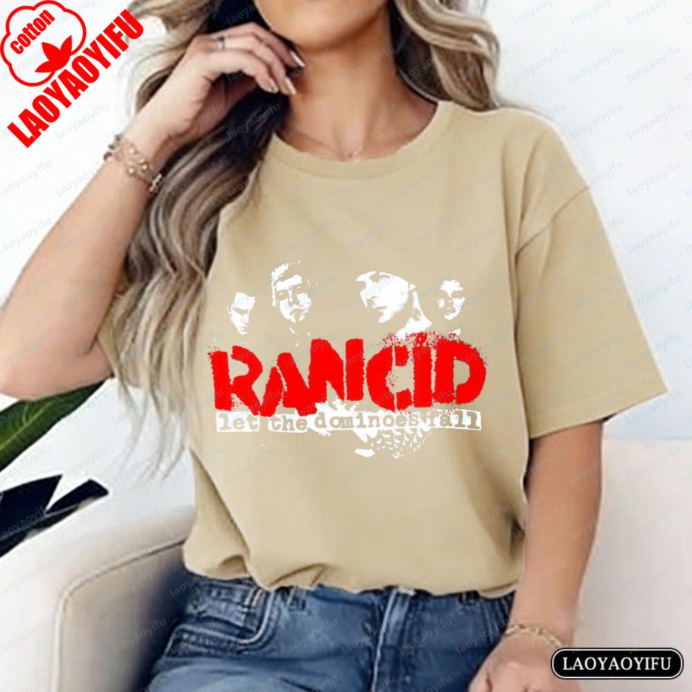 Let The Dominoes Fall Print TShirt Rancid Fan Unisex Tops Punk Lover Cotton Tee Vintage Classic Band Rock Women Unisex Streetwear S