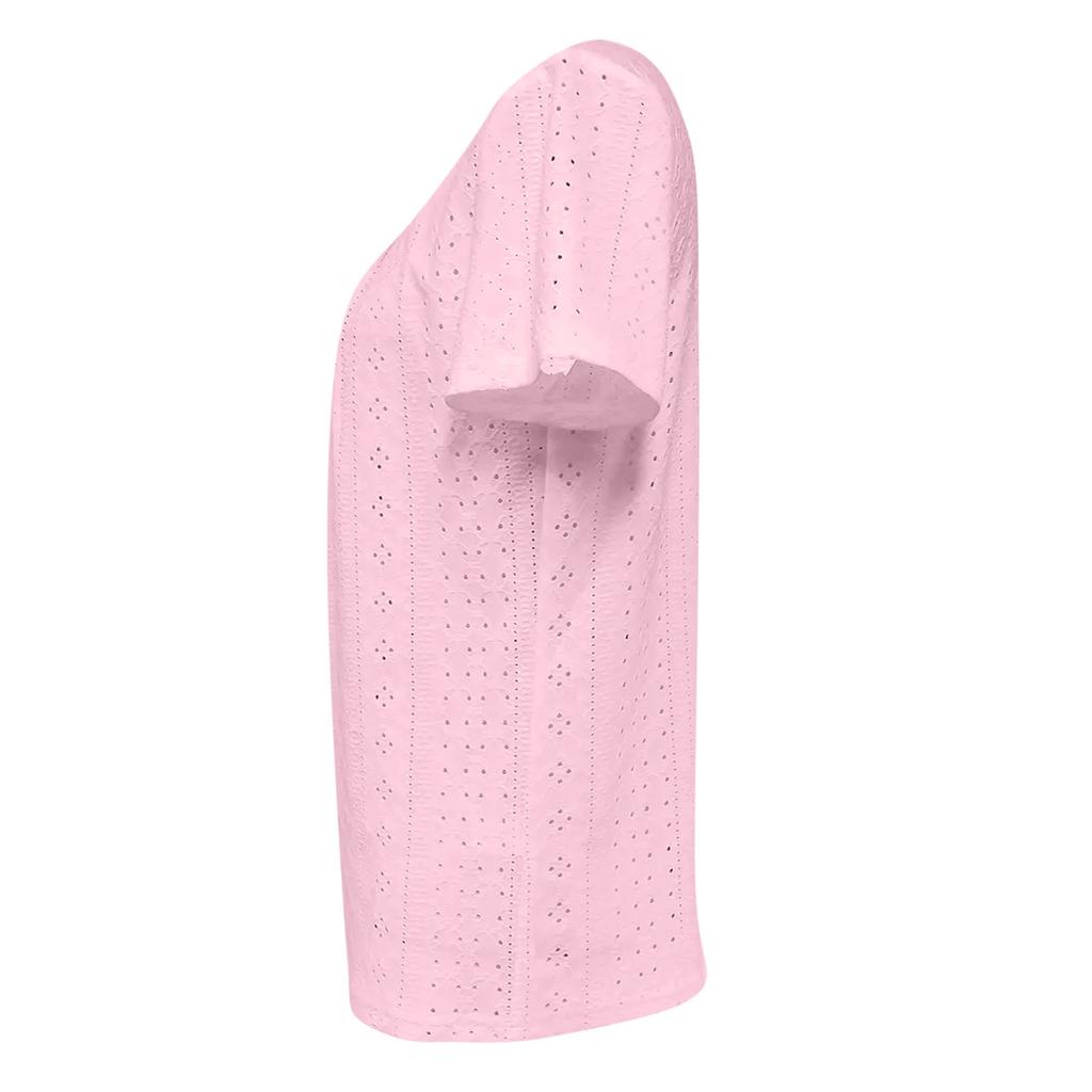 Summer Loose Casual Solid Color Square Neck Short Sleeved Top Versatile Women's T-shirts