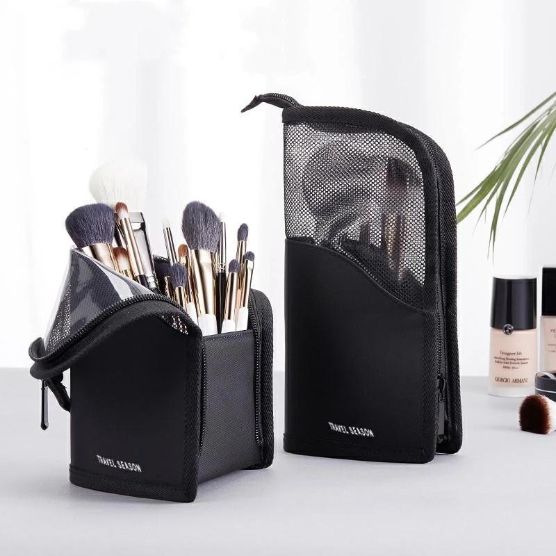 1Pc Stand Cosmetic Bag for Women Clear Zipper Makeup Bag Travel Organizer Toiletry Bag Makeup Brush Holder
