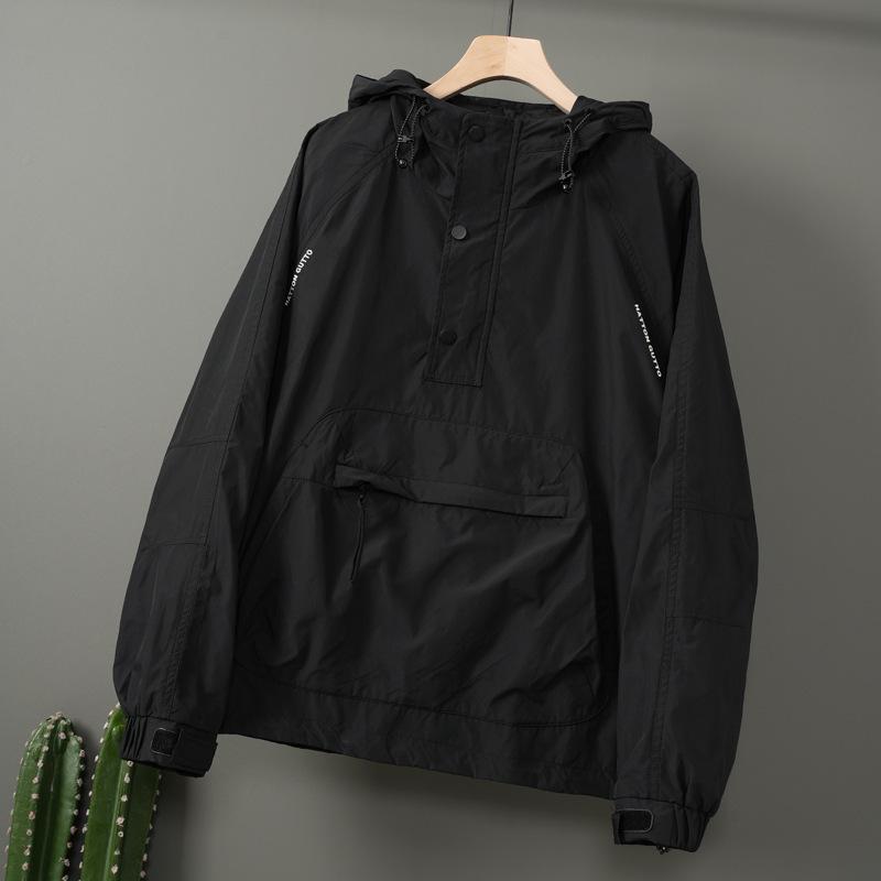 Men's American Style Waterproof Hooded Jacket - Trendy, Casual, Loose-Fit for Spring and Autumn 2024