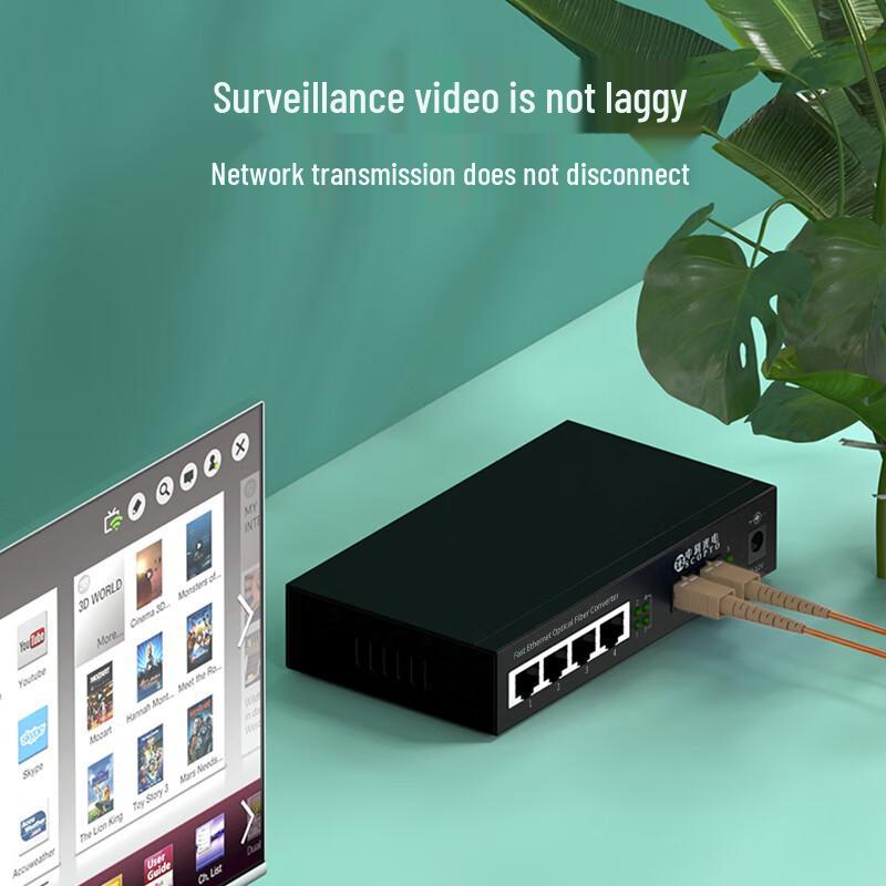 Telecom-Grade Gigabit 1-Optical 4-Electrical Multimode Fiber Optic Media Converter