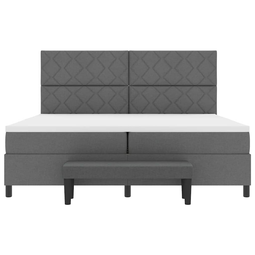 Box Spring Bed with Headboard Dark Gray 200 x 200 cm Fabric