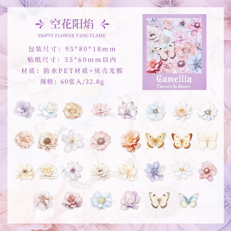 1box/60pcs Flower Butterfly Stickers, Decorative Stickers for Journals, Scrapbooks, DIY Crafts