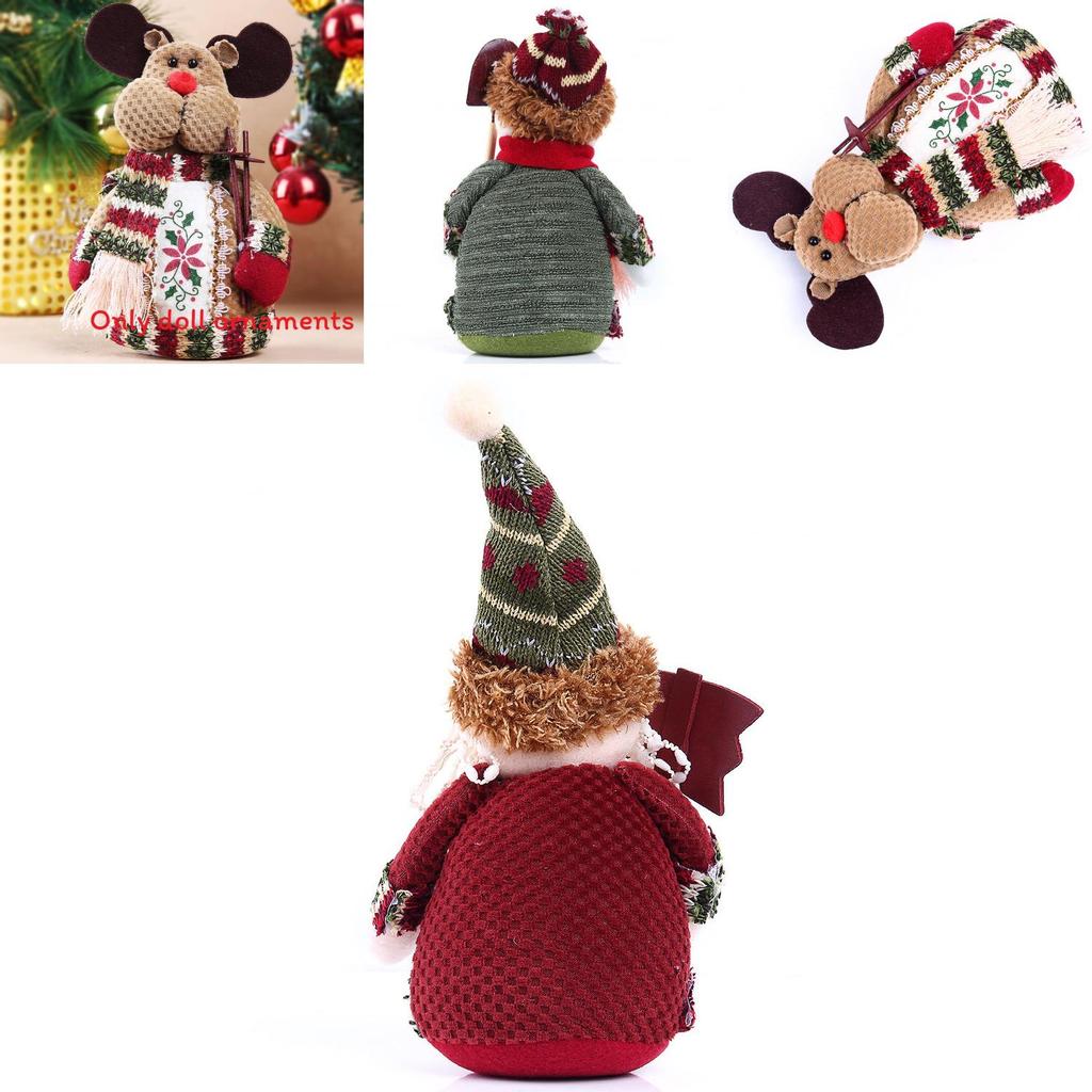 Christmas Santa Snowman Reindeer Desktop Decor With Fabric Material For Holiday Tabletop Display