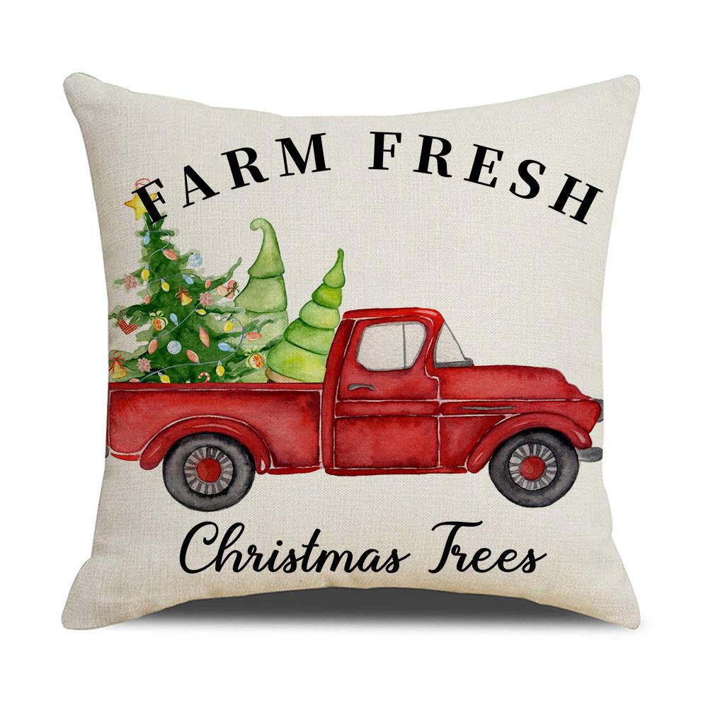 Red Plaid Christmas Linen Pillow Cover New Home Sofa Cushion Cover Cushion Cover