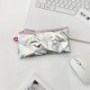 Multifunctional PU Leather Pen Bag Large Capacity Bowknot Printing Pen Pouch Student Pencil Case Stationery Storage Organizer