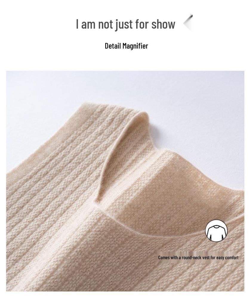Women's 100% Pure Cashmere Round Neck Sleeveless Knit Vest for Autumn/Winter