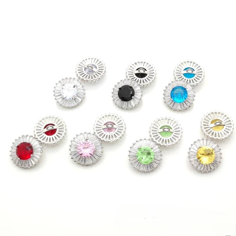 5pc Luxury Crystal Buttons for Clothing Cubic Zirconia Button for Coat Decorative CZ Sewing Buttons for Suits Cardigan