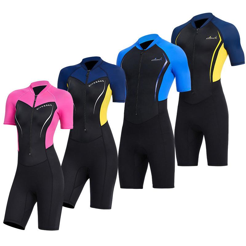 1,5 MM Neopren Neoprenanzug Männer Frauen Kurzarm Trunk Einteiler Nass Anzüge für Schwimmen Overall Surfen Rash Guards