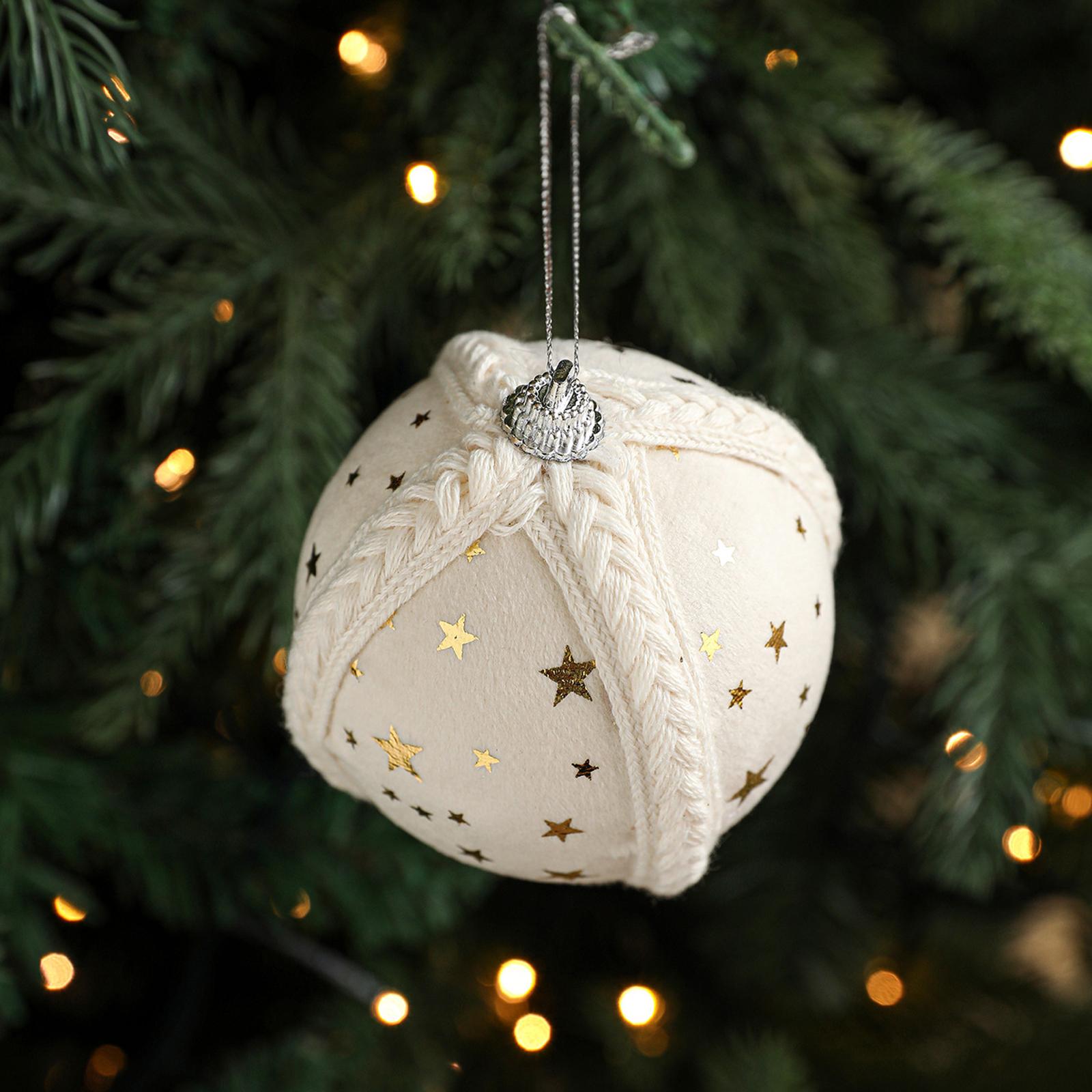 

8CM Foam Ball Christmas Tree Pendant Hanging Ball Star Fabric Print Ball Decoration Arrangement One Size белый