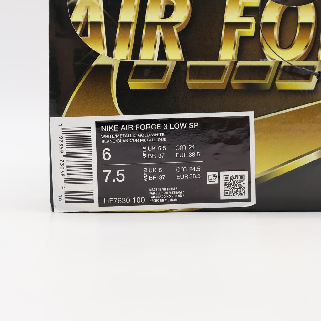 HF7630-100 NIGO Nike Air Force 3 Low White Metallic Gold Heel Logo NIGO (Men's)