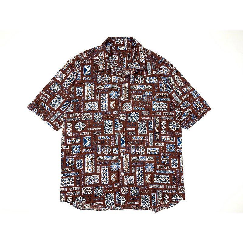 Export Japan Men and Women COUPLE'S Retro Print Summer Short Sleeve Shirt Hawaiian Hong Kong Style Casual Pure Cotton Shirts