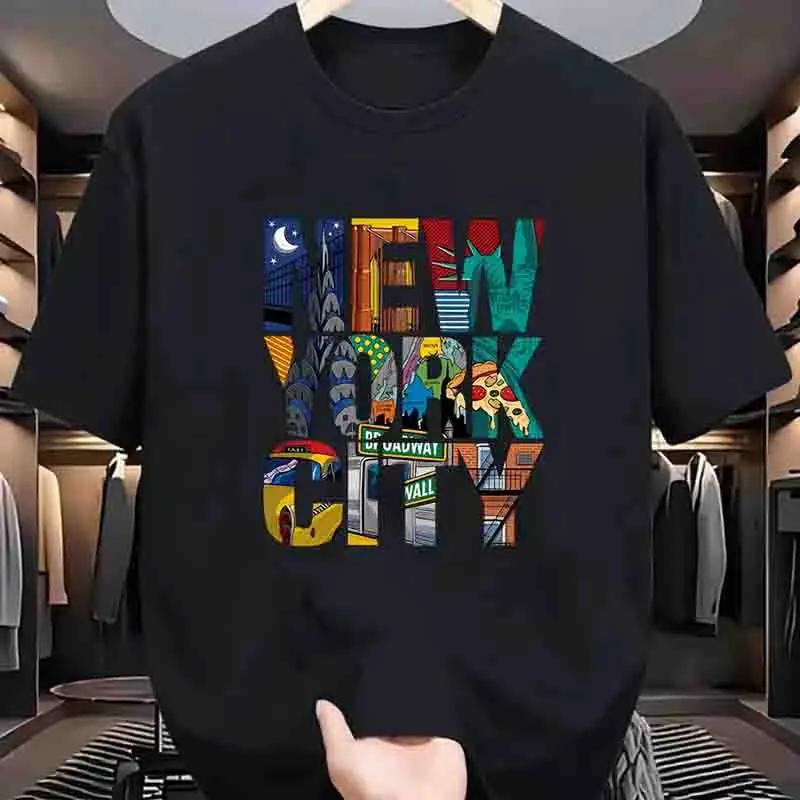 Unisexs Clothing New York City Print Tshirts Summer Casual Fashion High Street Tops Loose Crew Neck Short Sleeve Cotton Tshirts