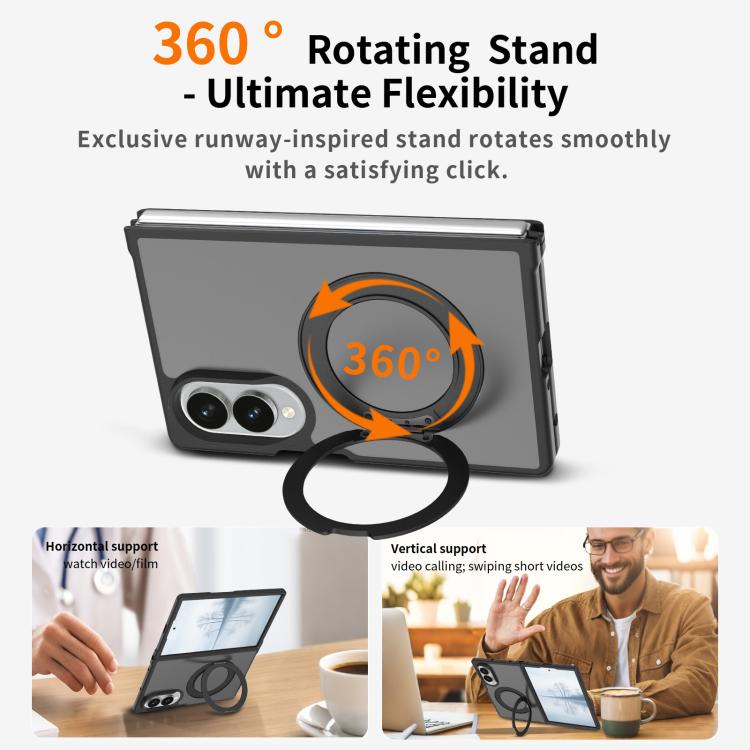 Skin Feel Rotating Holder Magnetic Phone Case For Galaxy Z Fold8 Ultra 5G, Matte PC TPU Shockproof Anti-Scratch Protective Cover