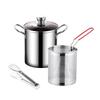 304 Stainless Steel Deep Fryer with Filter Basket Soup Pot Deep Frying Pot  Dormitory