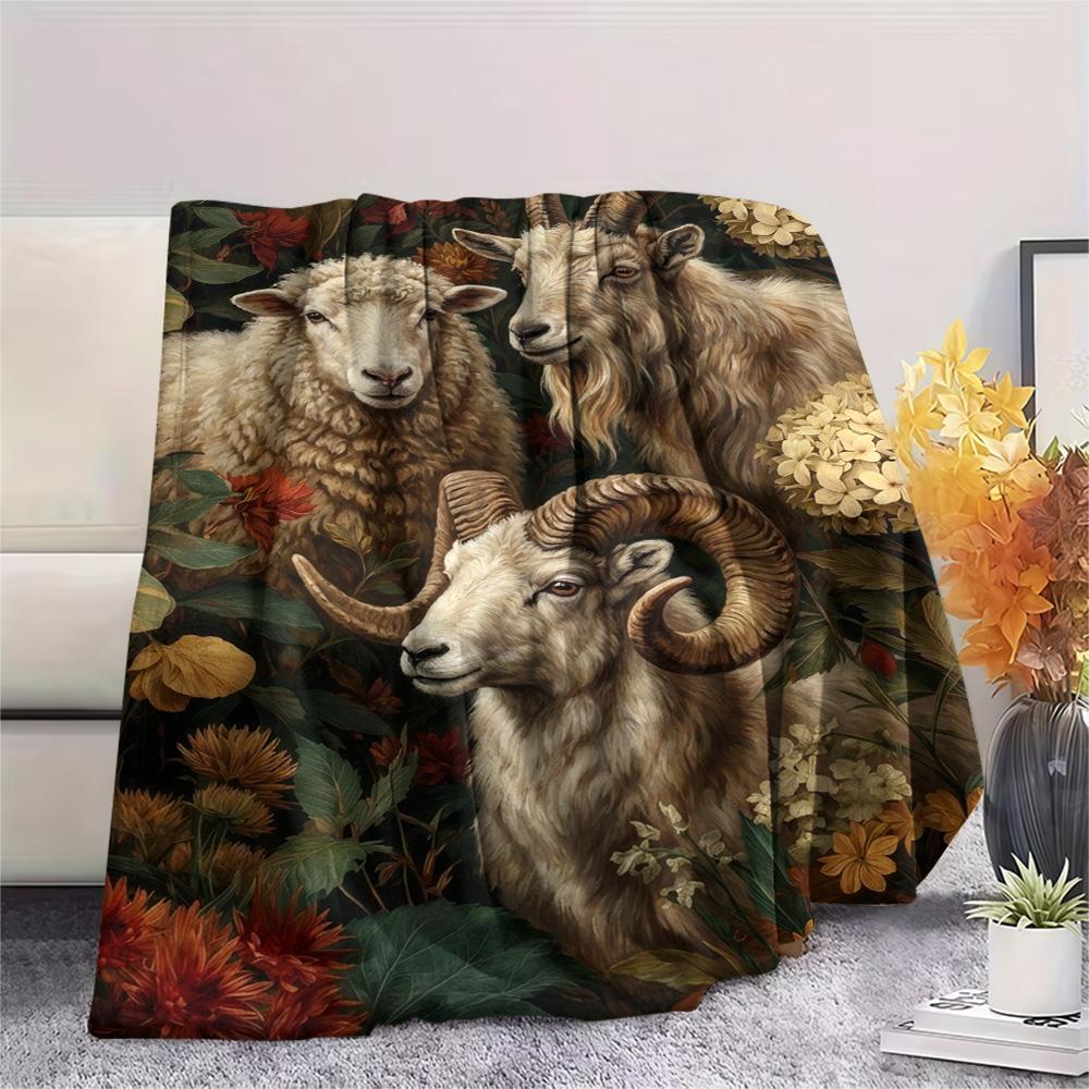 1 ks Flanelová deka s retro potiskem, Vysoce kvalitní, Pohodlná pro všechna roční období, Domácí dekorace, Teplo a pohodlí