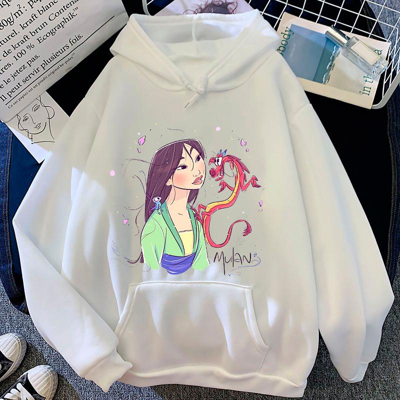 

Женская спортивная одежда свободного кроя с принтом принцесс Диснея, осенне-зимний топ-пуловер, женские спортивные худи L