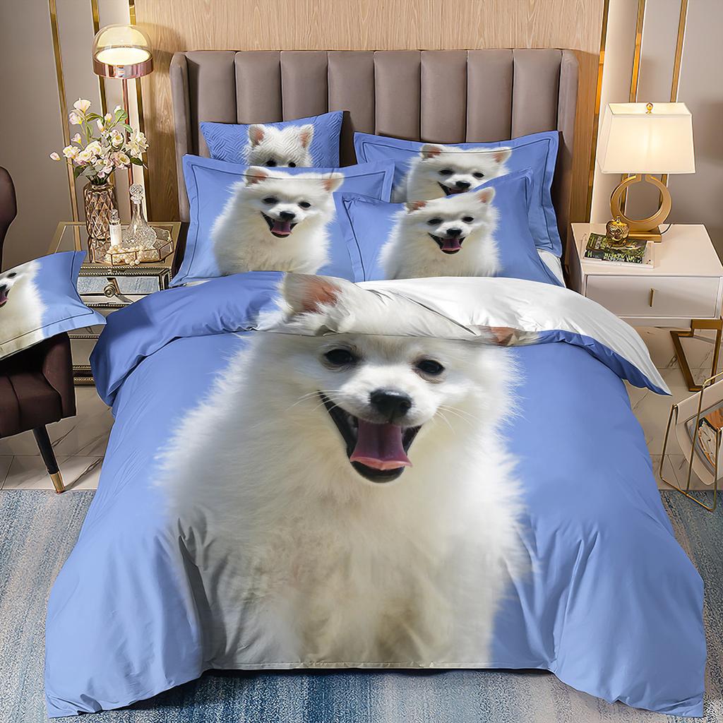 3D-gedruckte Bettwäsche Schäferhund Bettbezug Haustierhund Dreiteilige Heimtextilien